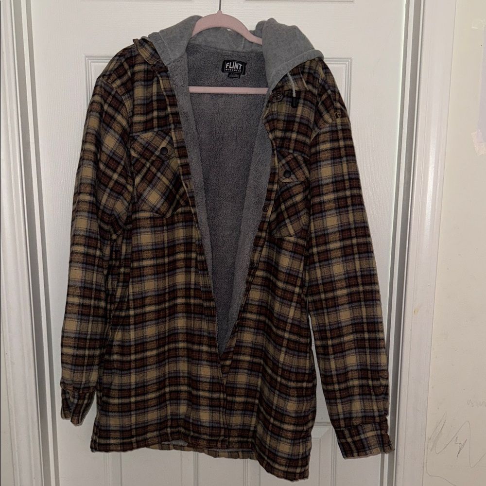 Flint Plaid Hooded Jacket L tall NWT(defect)